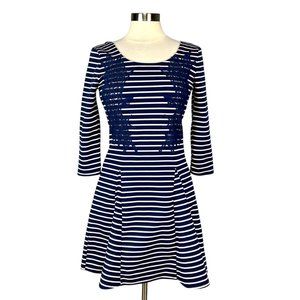 Free People Nautical and Knotty Womens Stripe Lace Mini Dress Blue size Medium